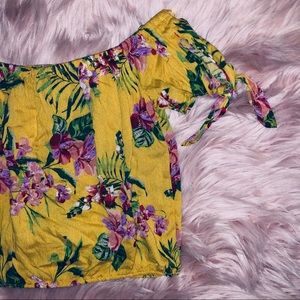 Tropical floral crop top
